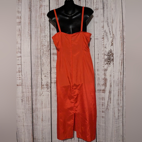Johnny Was Vintage Bright Red Silk Slip Dress W/ Spaghetti Straps - Picture 4 of 10